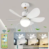 30W LED Ceiling Fan Light E27 Socket Base Modern Small Fans with Remote Control 3 Color Dimmable 3 Speed for Home Bedroom Garage
