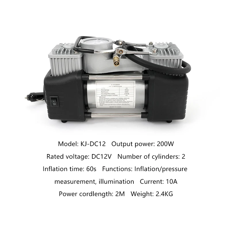 Digital Double Cylinder ABS Car Inflatable Pump 12V 10A 200w 150PSI With Tire Pressure Monitor For Off-road Vehicle Tires