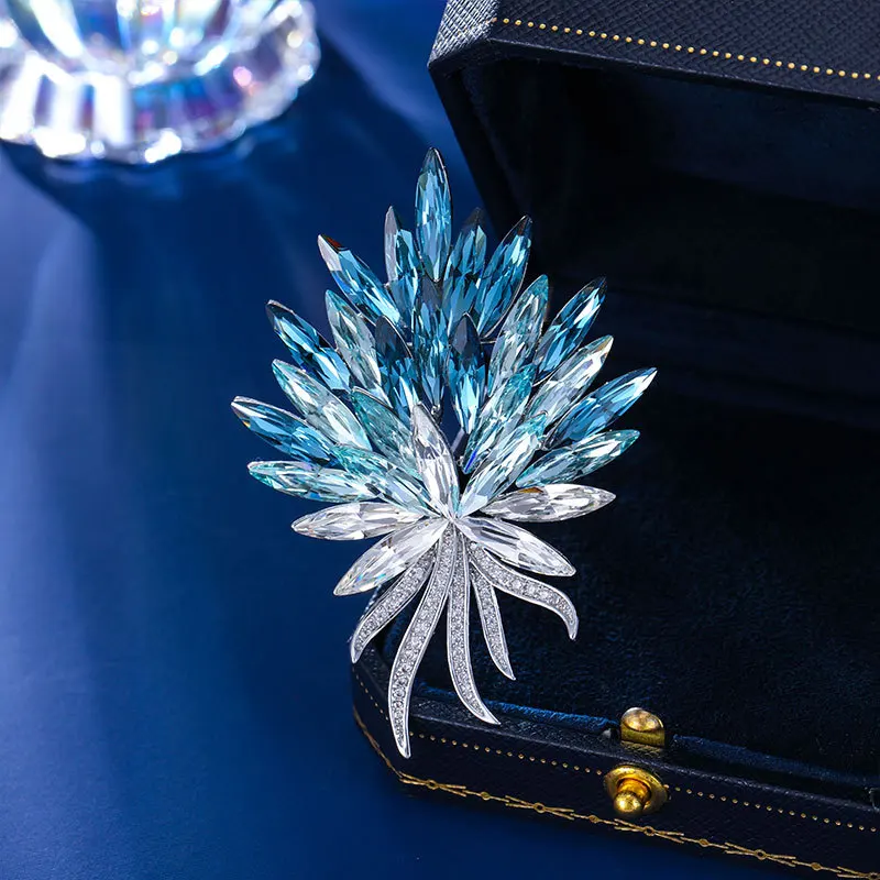 Vintage Crystal Wheat Brooch LuxuryTemperament Women's Zircon Pearl Firework Dragonfly Butterfly Fish Phoenix Broochpins Jewelry