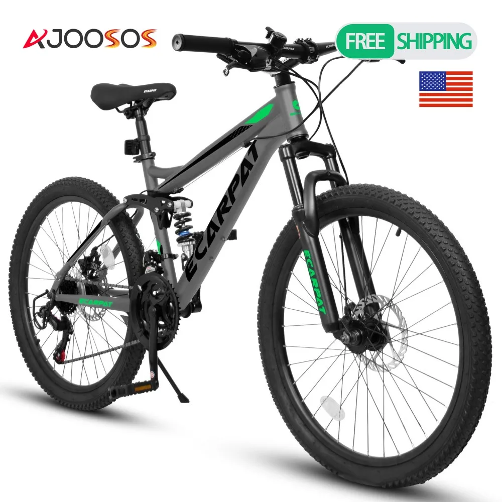 

27,5-дюймовый горный велосипед с двойной подвеской, рама из углеродистой стали, 21 скорость, механические дисковые тормоза, емкость 250 фунтов для приключений