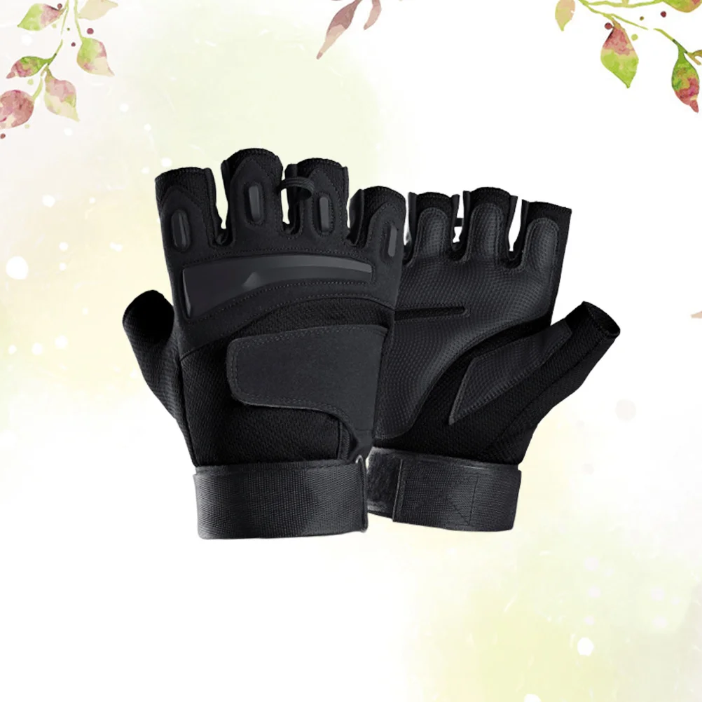 

1Pair Half-Finger Protective Gloves Shock-Absorbing Non-Slip Palm Half-Finger Gloves for Riding Cycling