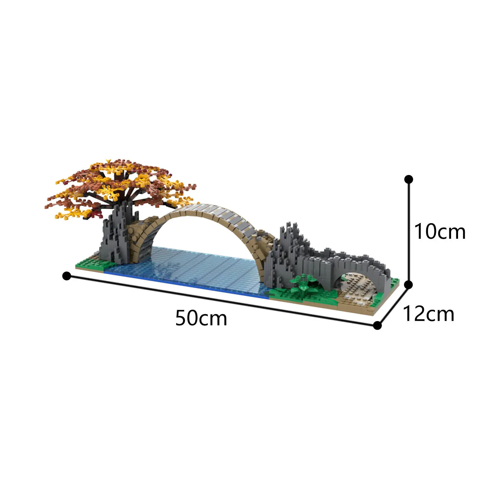 Brücken architektur modell mit Baumbau spielzeug 1012 Stück moc bauen