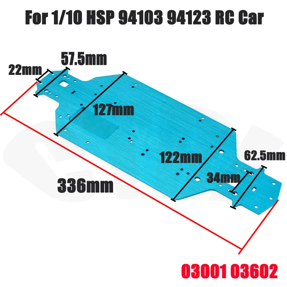 1/10 HSP Flying Fish 94103 94123 Aluminum Alloy Chassis Metal Base Plate for 1/10 Off-road Vehicles Bigfoot HSP 94107/170 94111