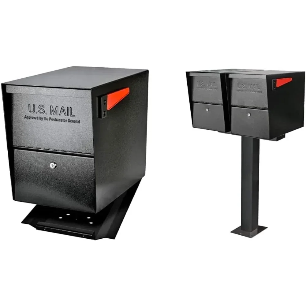 7206 Package Master Curbside Locking Security Mailbox | Black Medium & 7144 Box Bar for Two Applications, 2 Mailbox Spreader