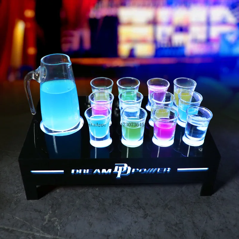 

Bar KTV Luminous Cocktail Acrylic Cup Holder with Dispenser Bullet Glass Night Party One Piece Wine Glass Holder