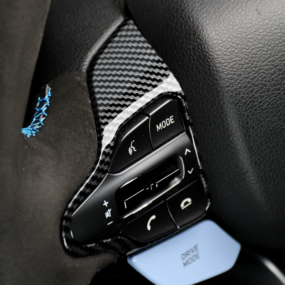 Carbonfaser-Stil Lenkradrahmenabdeckung Zierleiste Innenraumzubehör LHD/RHD für Hyundai Veloster N 2019-2023 Kona N I30N – Detail 6