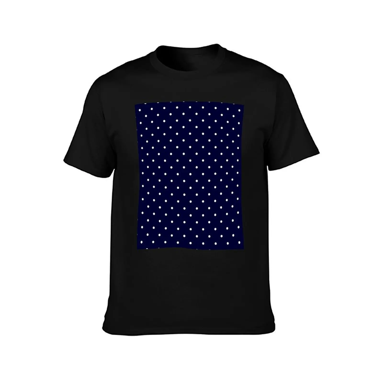 Navy Blue White Polka Dots T-Shirt graphics Funny t-shirts mens designer clothes