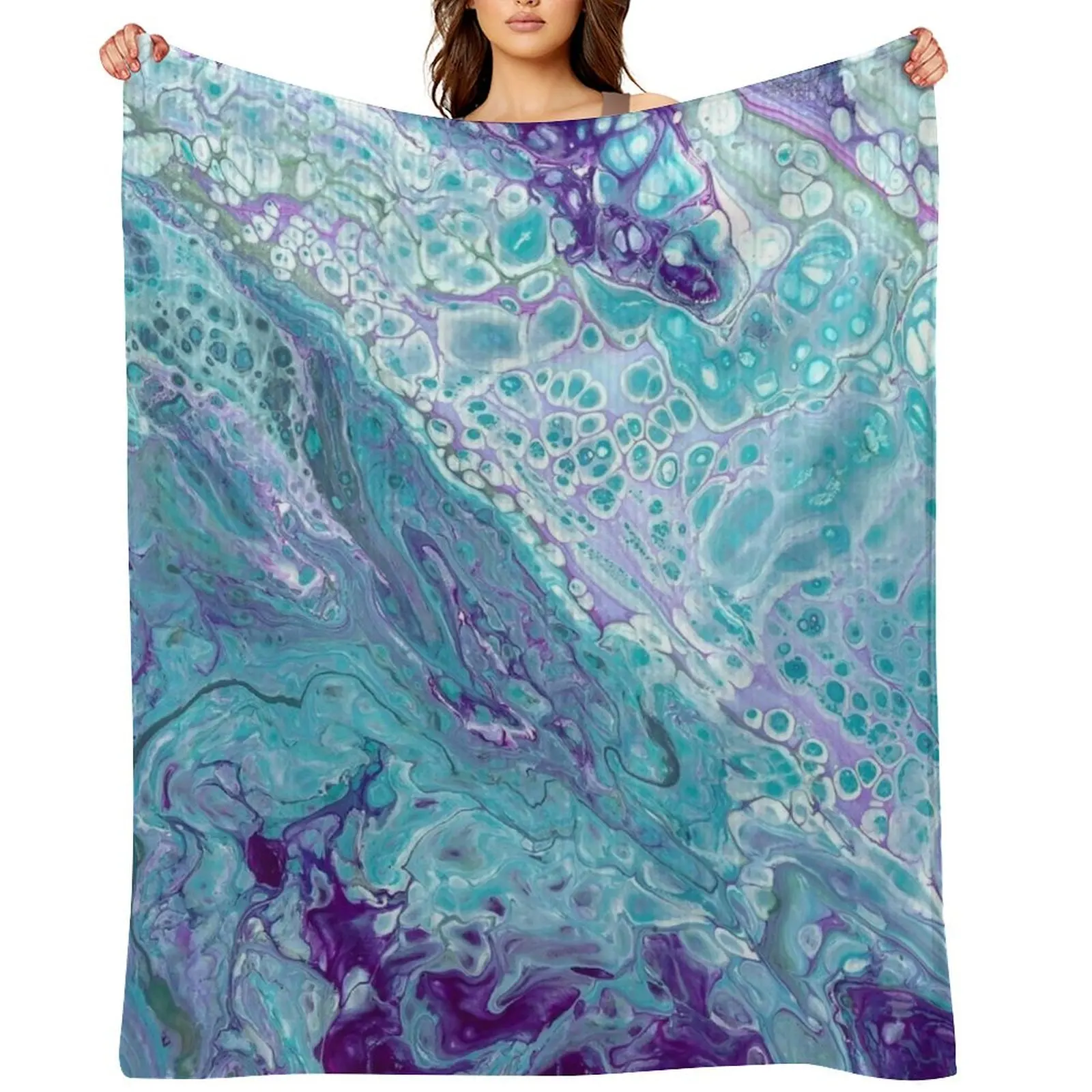 

Turquoise and Purple Marble Throw Blanket Designers Cute Polar Bed Blankets