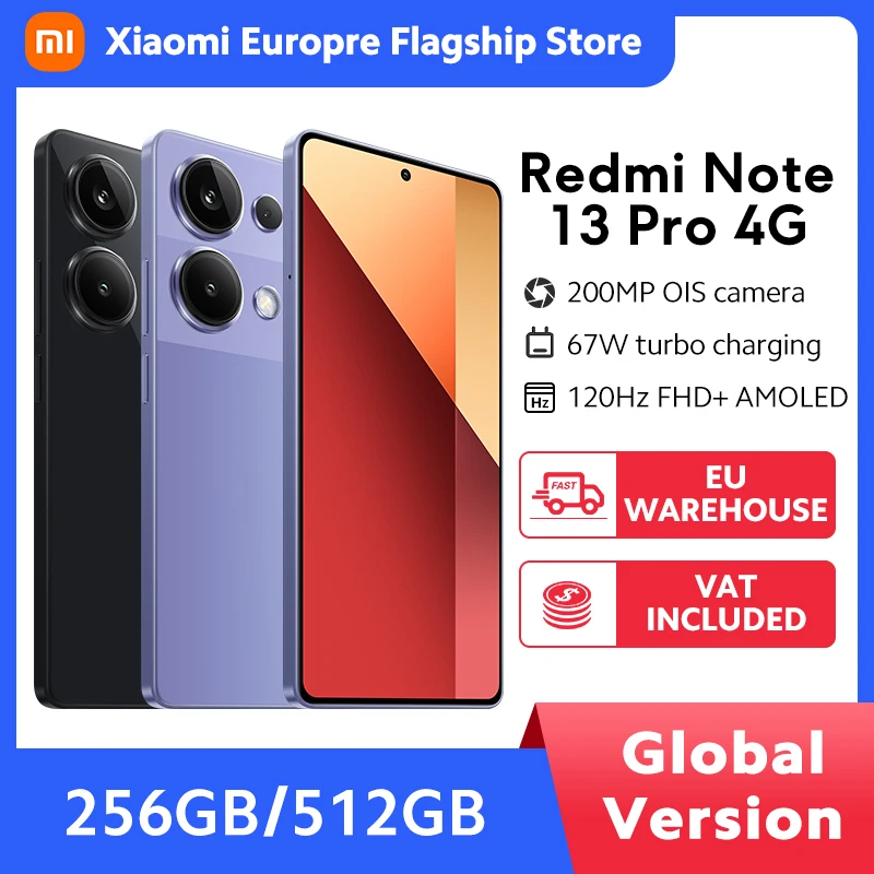 Xiaomi Redmi Note 13 Pro 4G Smartphone Global Version MTK Helio G99-Ultra 67W Turbo Charge 6.67