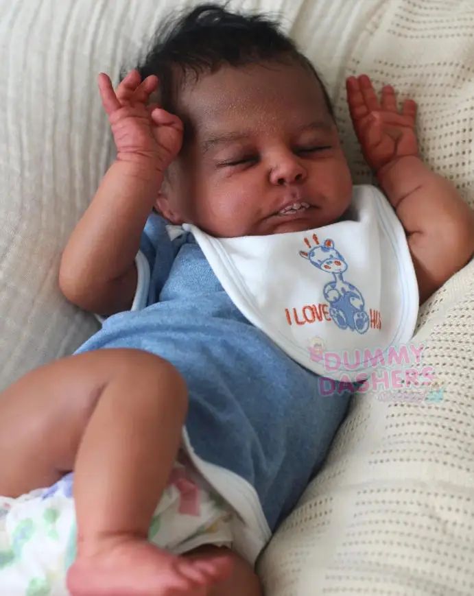 

NPK 19inch Reborn Christopher Dark Skin Unassembled Doll Kit 3D Painted Skin with Visible Veins DIY Doll Parts with Cloth Body