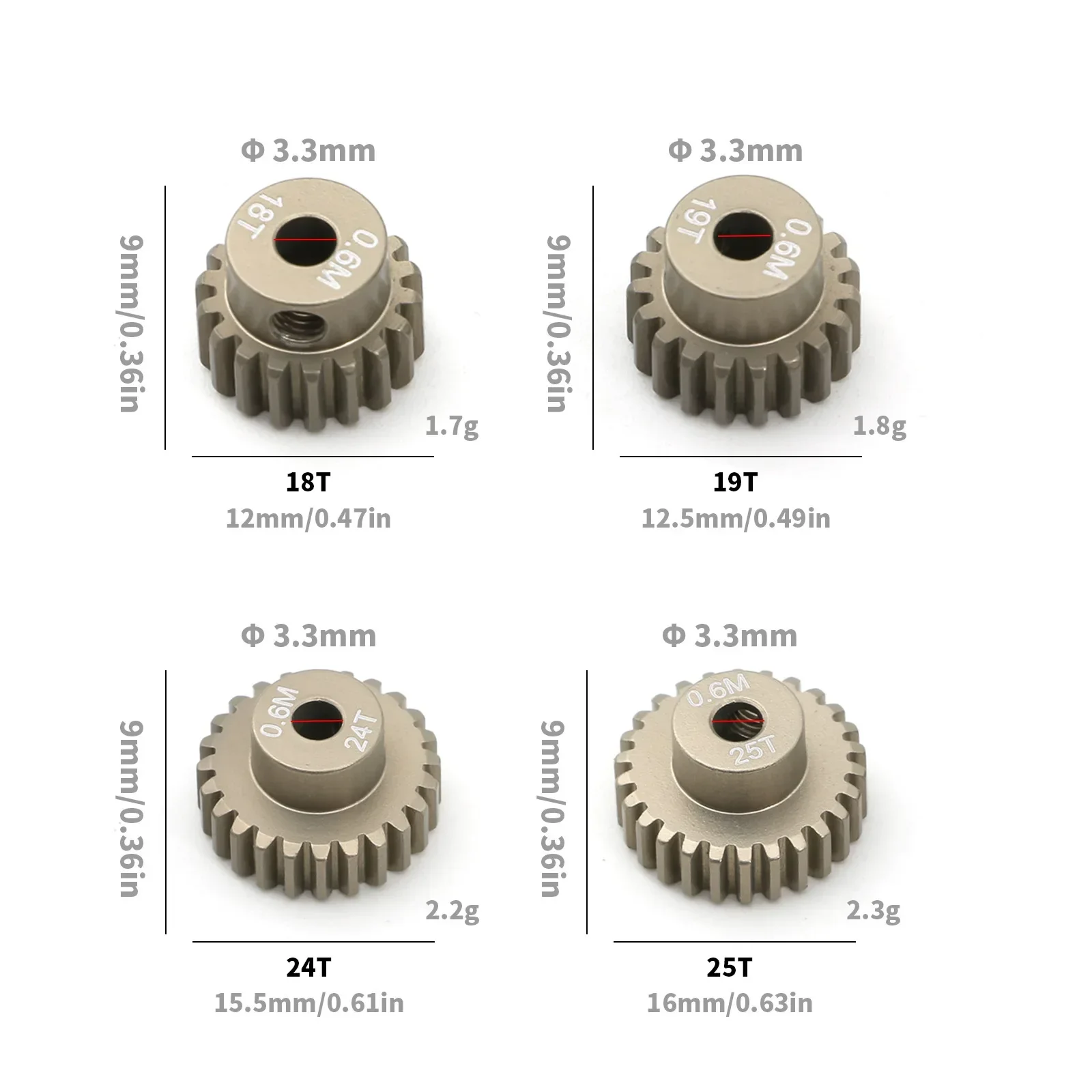 Metal 18T 19T 24T 25T Pinion Gear Moter Gear for Tamiya TT01 TT02 TB02 TA05 RC Car Upgrade Parts Accessories