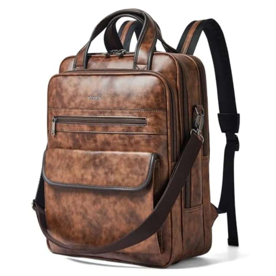Laptop Backpack for Women and Men 15.6 Inch Vegan Leather Computer Backpack Professional Water-Resistant Casual Daypack for Wor