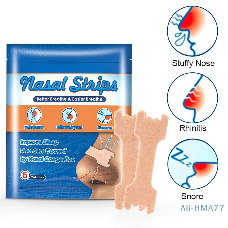 6 Pcs/Bag Breathe Nasal Strips Right Way Anti Snoring Nose Patches Breathe Health Care Relieve Nasal Congestion Rhinitis Strips