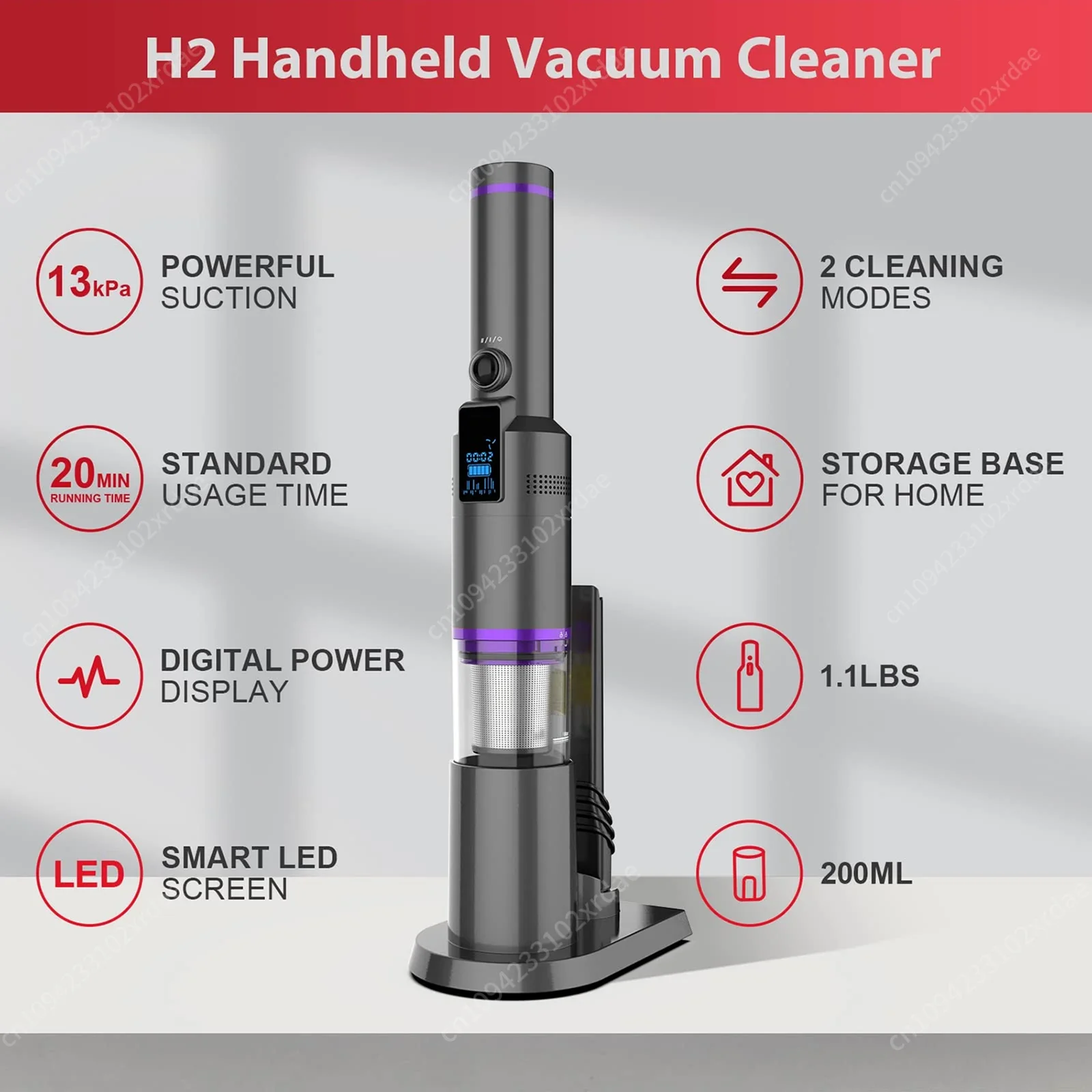 

NewH2-BLDC100W 13KPA Handheld Cordless Vacuum Cleaner USB Type-C Charging Port Car Vacuum Cleaner Small Vacuum Cleaner