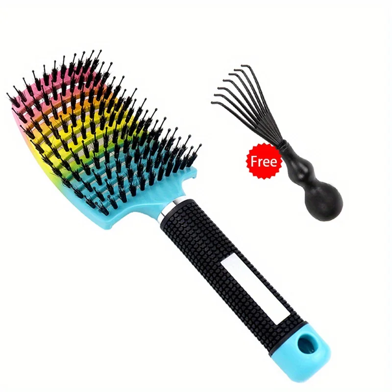 

2pcs Hair Brush Set Bristle&Nylon Detangle Curved Vented Hair Brush, Scalp Massage Hair Comb, Hairdressing Styling Tools