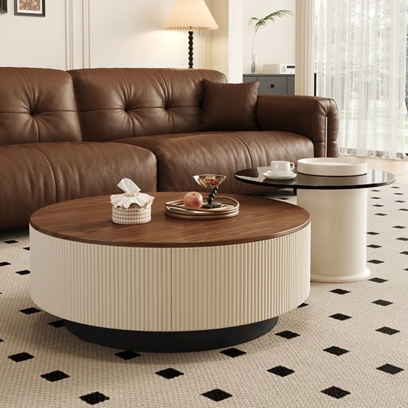 طاولات القهوة اليابانية العتيقة التصميم الحديث طاولات القهوة المستديرة الفاخرة خمر أثاث خشبي ميسا دي سنترو دي سالا #4