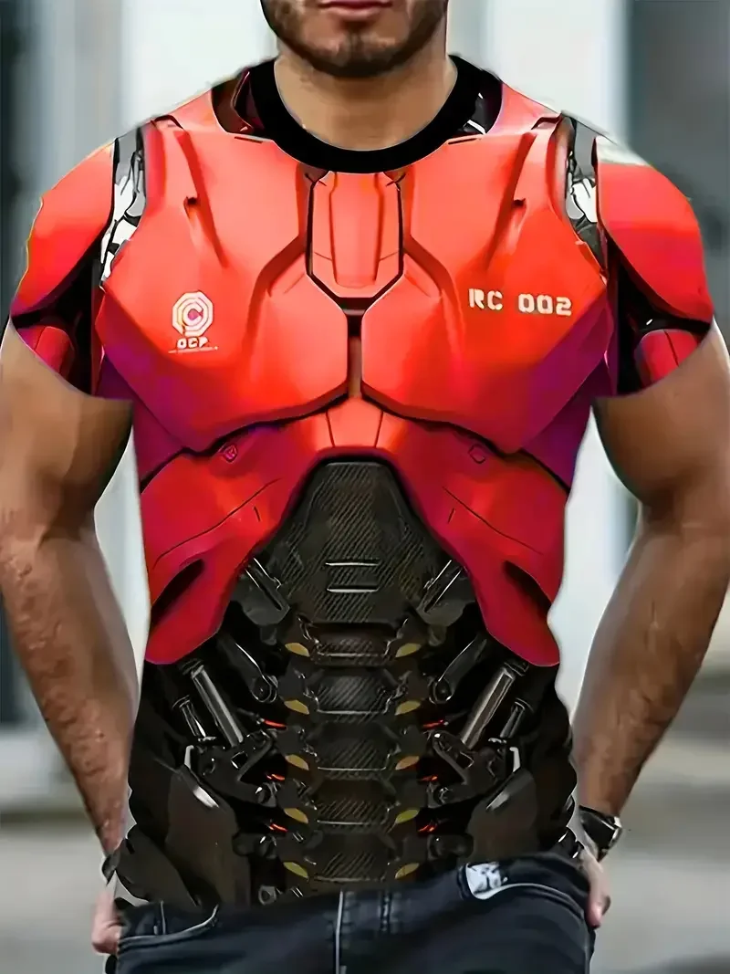 3D Print Sports Quick-dry Breathable Men's T-shirt Outdoor Street Armor Halloween Cosplay Party Parent-child Short Sleeve Summer