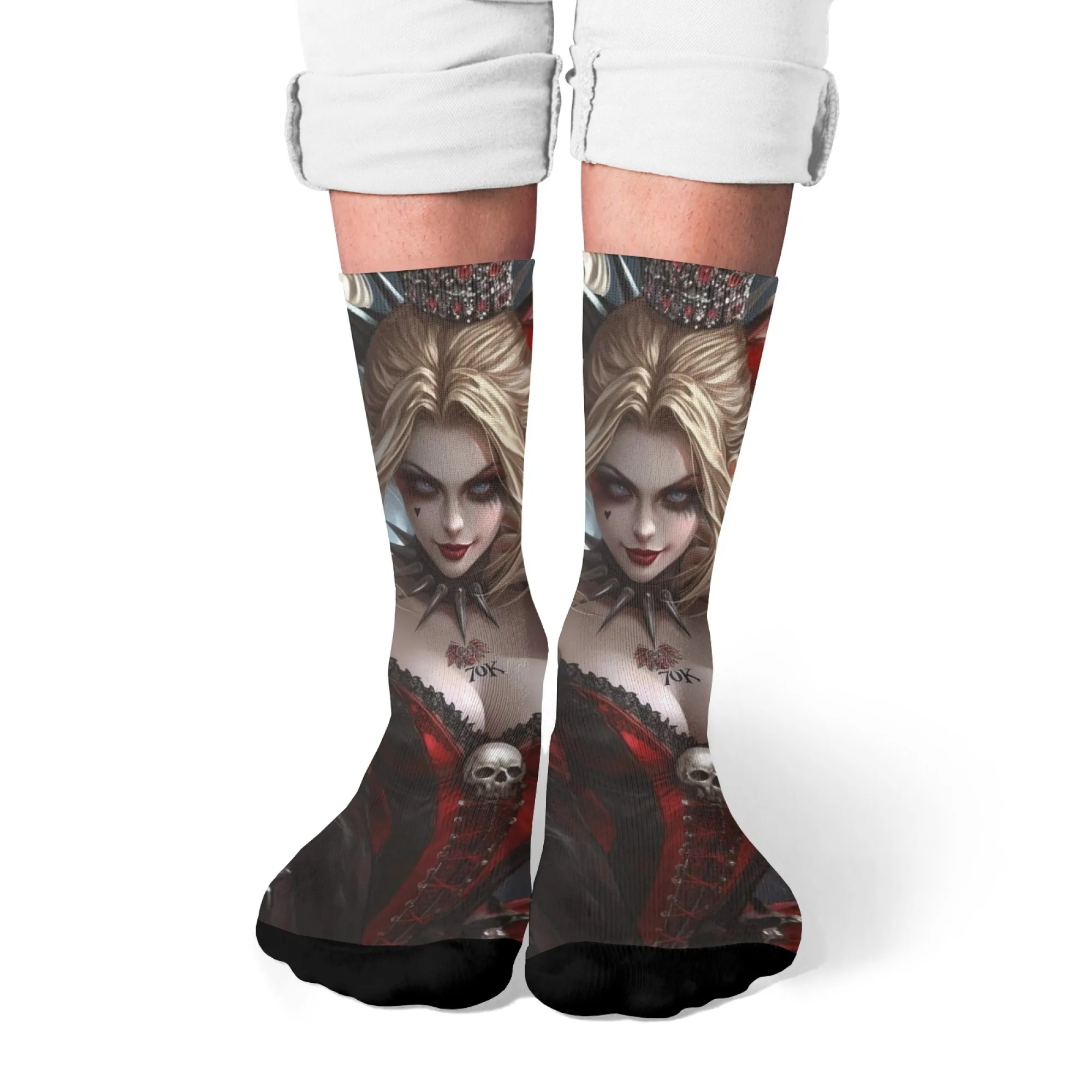 Gothic dark clown sexy girl happy socks Harajuku style retro trend men's socks novelty funny crazy hip hop socks unisex gift