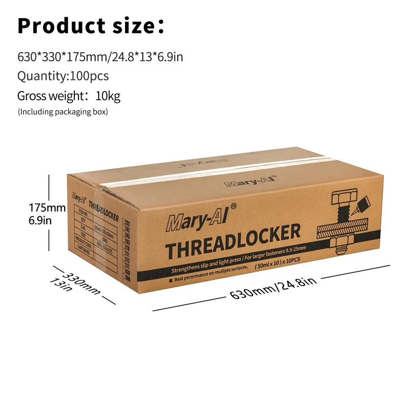 عالية الأداء 243 Threadlocker المسمار الغراء 50 مللي اللاهوائية الغراء موضوع قفل وكيل المسمار المثبت مع صندوق