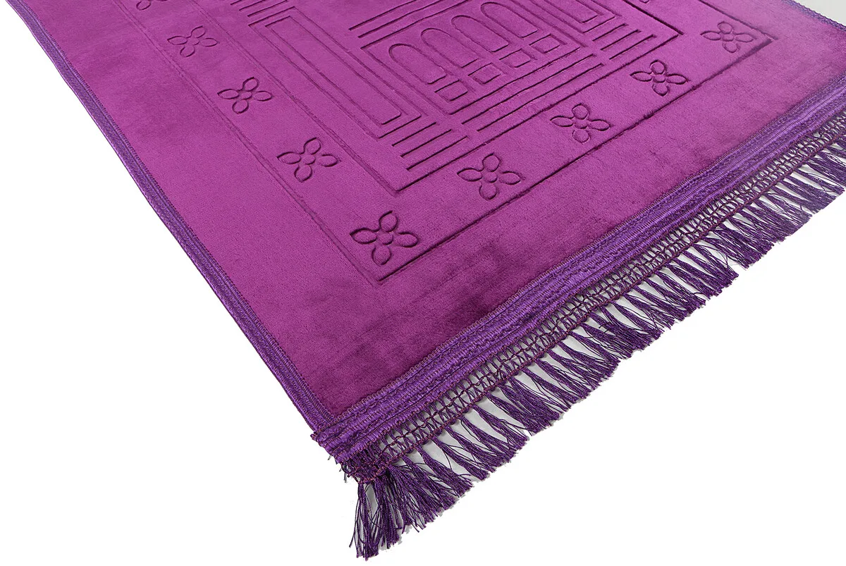 Iqrah deluxe soft prayer mat, lilac, 80x120 cm plush fabric, prayer, prayer, Kuran, yoga, exercise