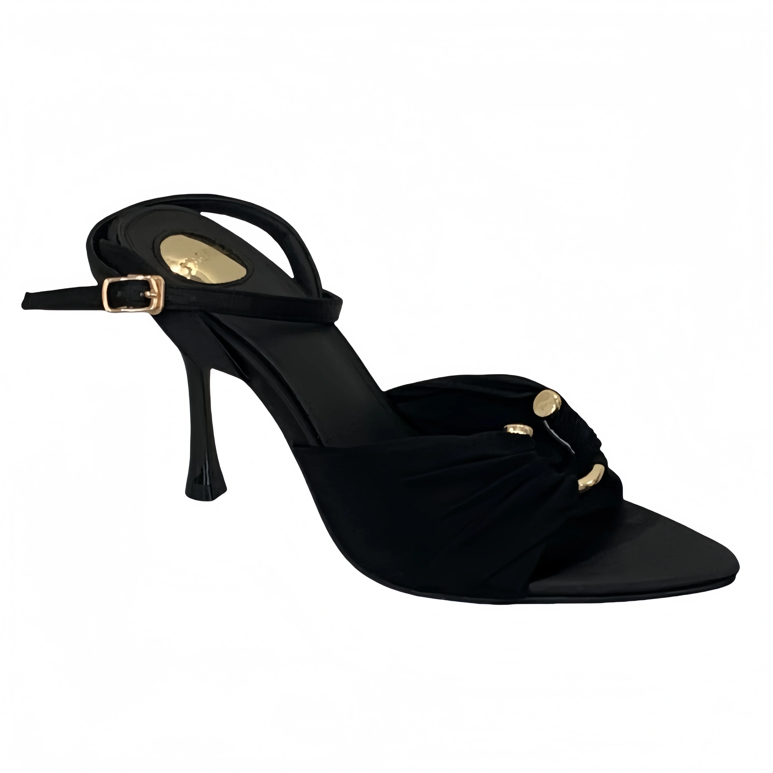 

8cm Stiletto Heels Sandals Brown Metals Buckle Pointed Toe Woman Sandals Elegant High Heels Summer Party Shoes Femme