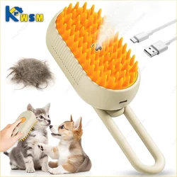 Steamy Cat Brush Electric Spray Cat Hair Brush 3 in1 Dog Steamer Brush for Massage Pet Grooming Removing Tangled and Loose Hair