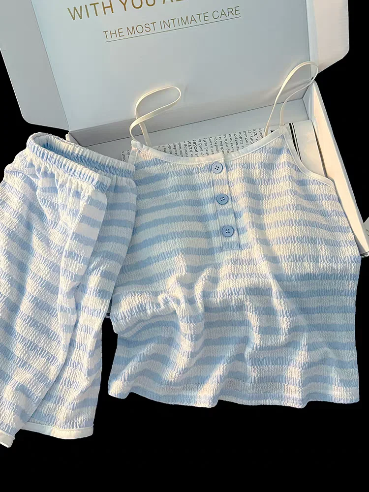 

Women's Modal Cotton One-Piece Summer Spwear with Chest Pad Striped Vest orts Home Clothes Comfortable Breathable Pajamas