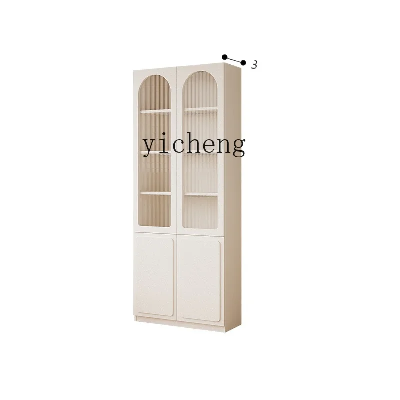 

TQH Cream Wind Retro Bookcase Magazine Cabinet Free Combination Cabinet Living Room Wall Narrow Standing Cabinet