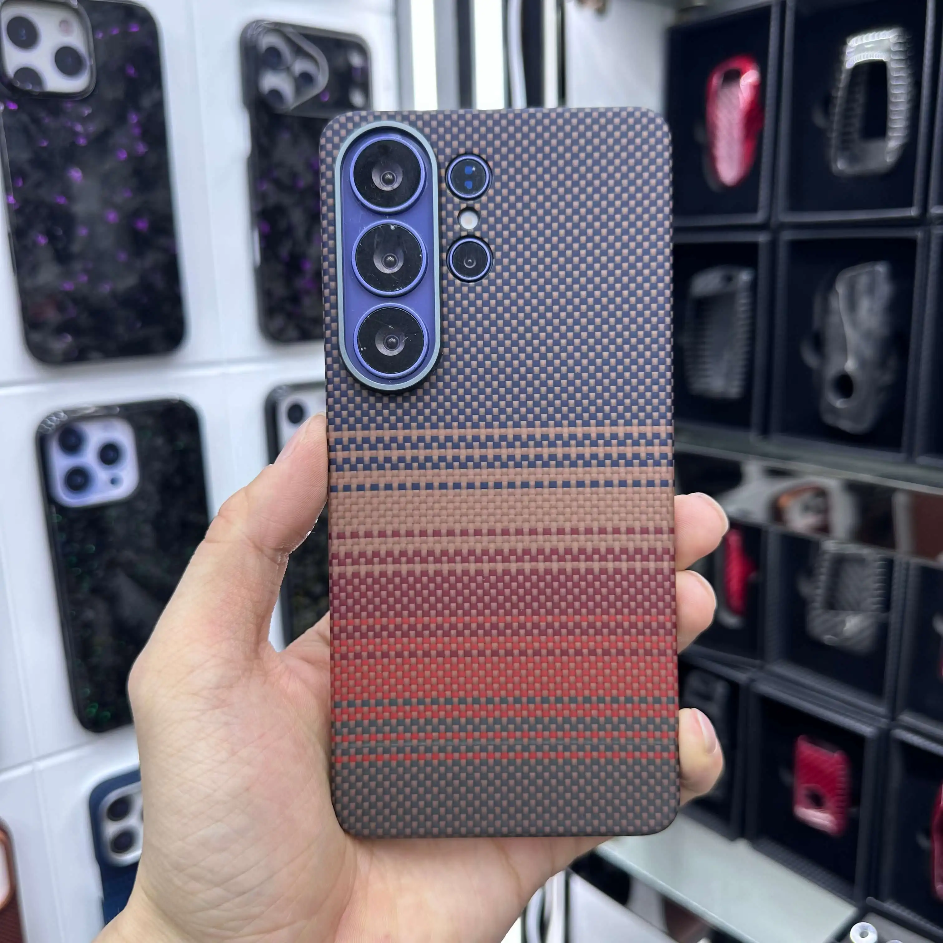 Funda Impresionante de Aramida para Samsung S26 Ultra, Diseño Tejido Horizon Crepuscular, Parachoques Magnético Delgado Magsafe para S26 Ultra