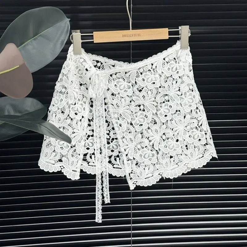 

Women's Trendy Boho Hip Scarf Cover-Ups Lace Floral Sheer See-through Tribal Triangle Hip Scarves Skirt Belly Dance Costume
