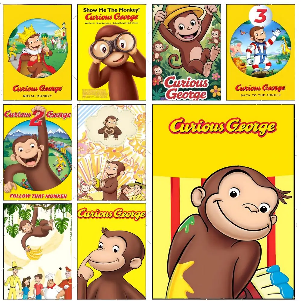 kids cartoon C-Curious George Poster Premium Decor Art & Gift for Household Lounge Home Ornaments