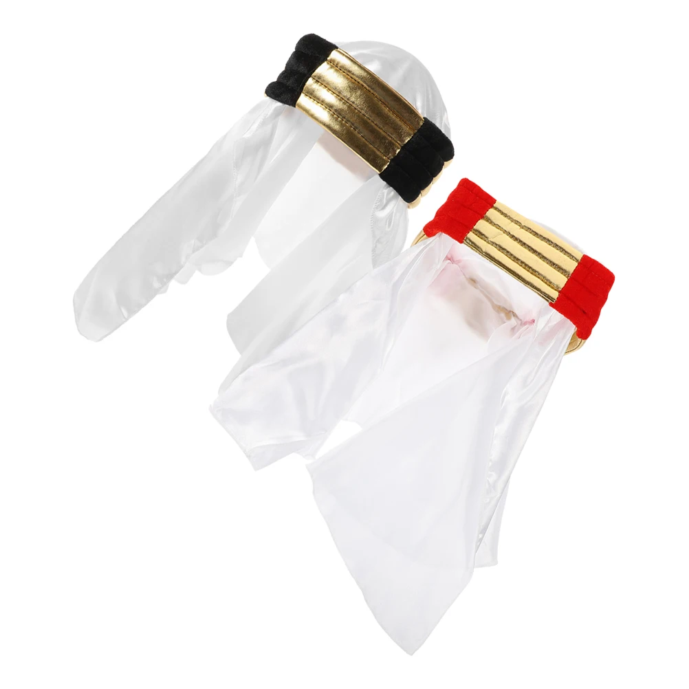 

2pcs Arabian Style Headwear Turban Caps For Cosplay Festival Party Decorative Hat Prop Lightweight Adult Costume Accessory