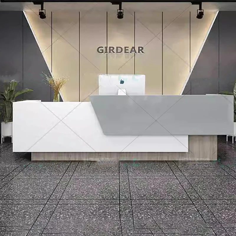 Modern Grey Reception Desks Classic Design Minimalist Nordic Reception Desks Front Checkout Mostrador Negocio Bar Furniture