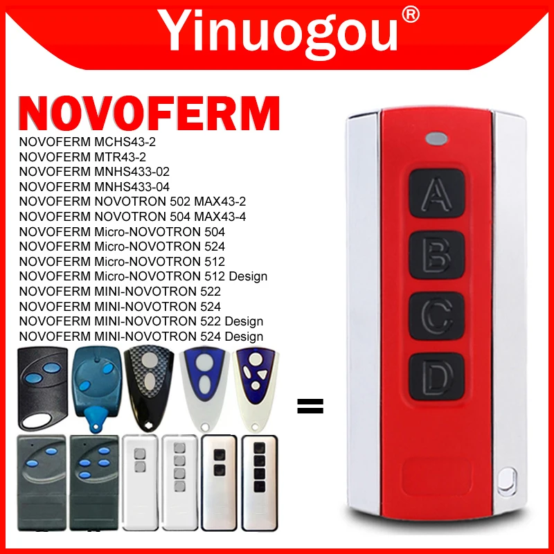 NOVOFERM Garage Door Remote Control 433MHz For NOVOFERM NOVOTRON 502 MAX43-2 504 MAX43-4 512 522 524 MTR43-2 MCHS43-2 MNHS433