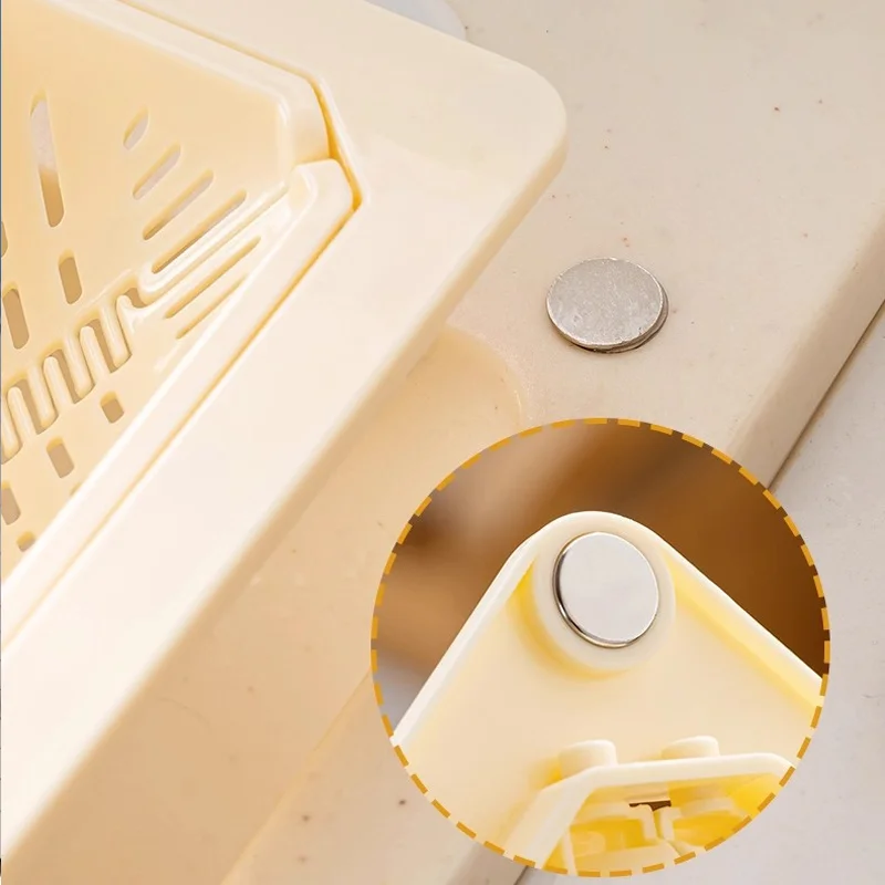 

Magnetic Sink Drain Basket Triangle Vegetable and Fruit Drainage Basket Food Waste Filter Collector Kitchen Storage Organizer