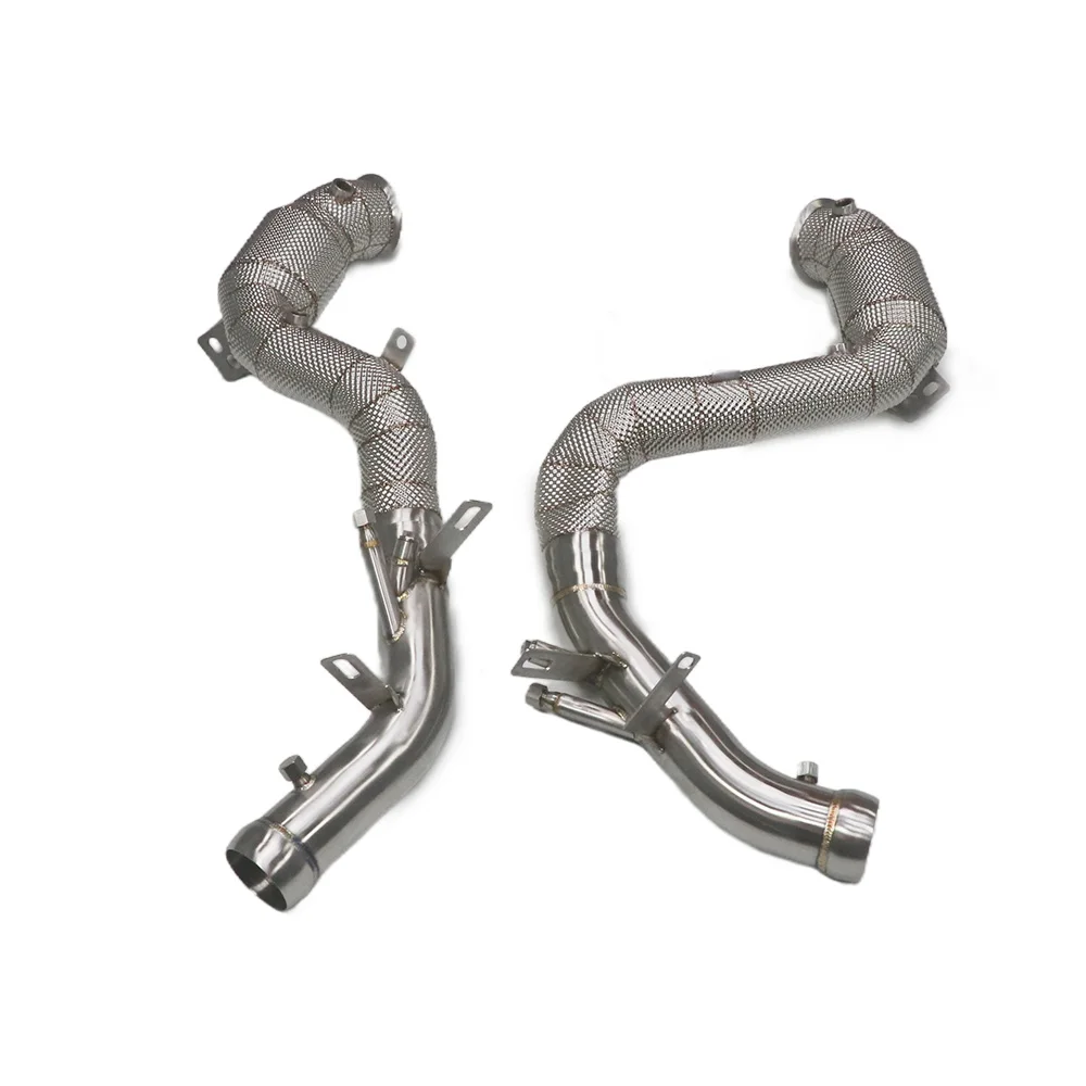 2016+ E63  Exhaust Straight Header Downpipe M178 W213 4.0T 304 Heat Shield Stainless Steel New Condition