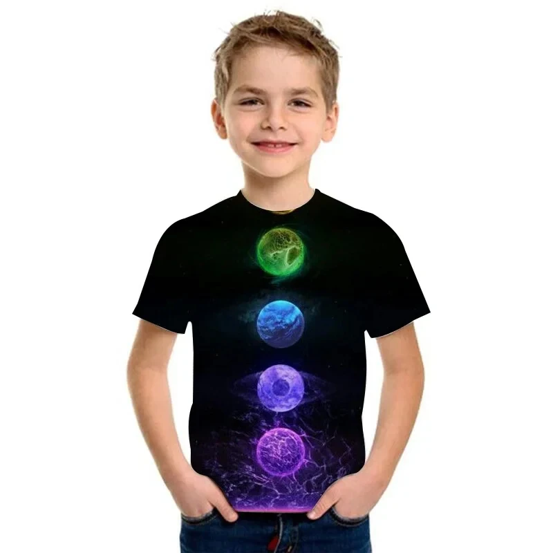 Universe Solar System Kids T-shirt 3D Print Planet Sun Earth Venus Tshirt Casual Harajuku Summer Child Shirt Tops for Boys Girls