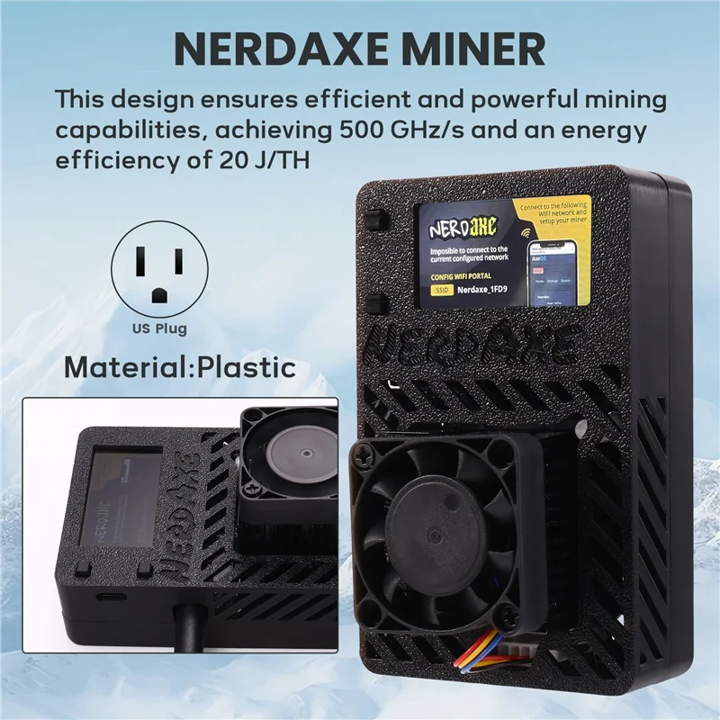 SB-Nerdaxe Nerdminer Mijnwerker 500Gh/S BM1366 ASIC Chip Bitaxe Loterij Mijnbouw Mijnwerker Solo Loterij BTC Mijnwerker US PLUG