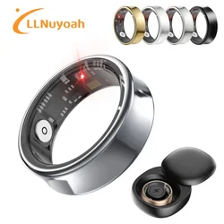 llNuyoah New Smart Ring SR05 with Charging Case for Men Women Heart Rate and Blood Oxygen Monitor IP68 & 5ATM Waterproof Sport