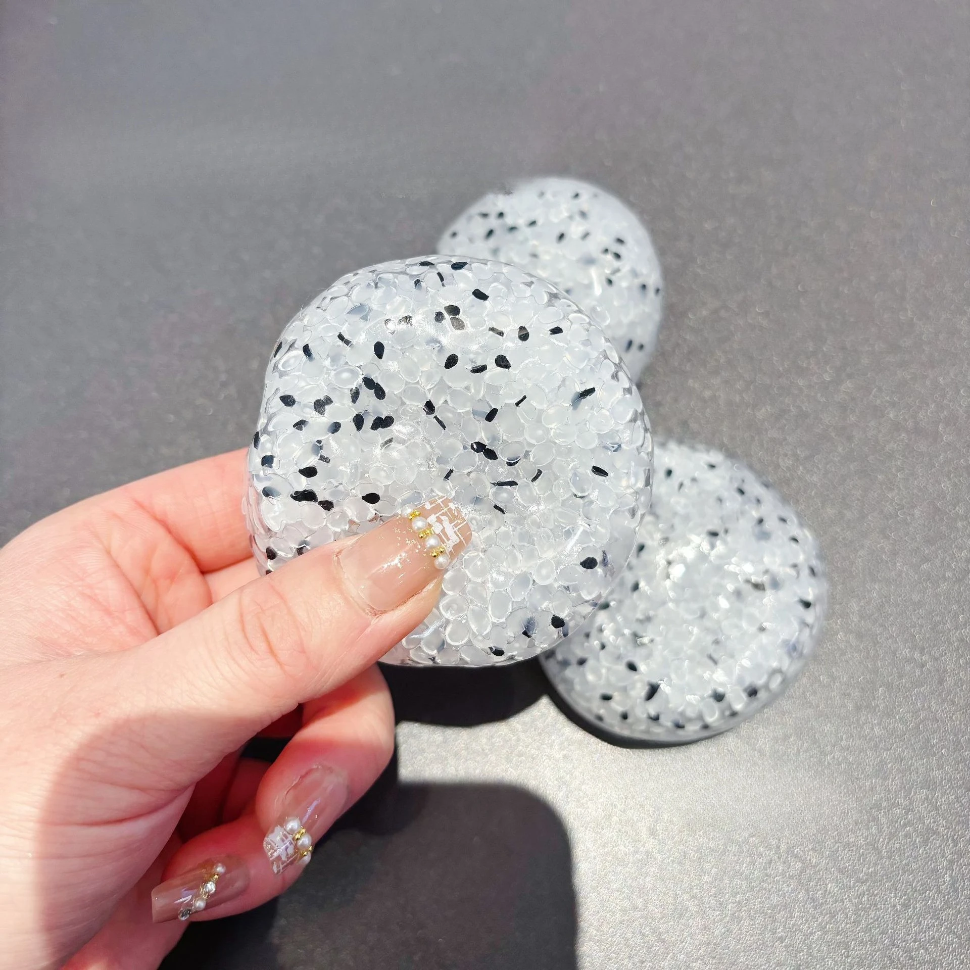 Black Sesame Rice Bead Squishy Stress Ball Soft Stretch Fidget Squeeze Toy Anti Anxiety Sensory Hand Therapy Toy Adult Gift