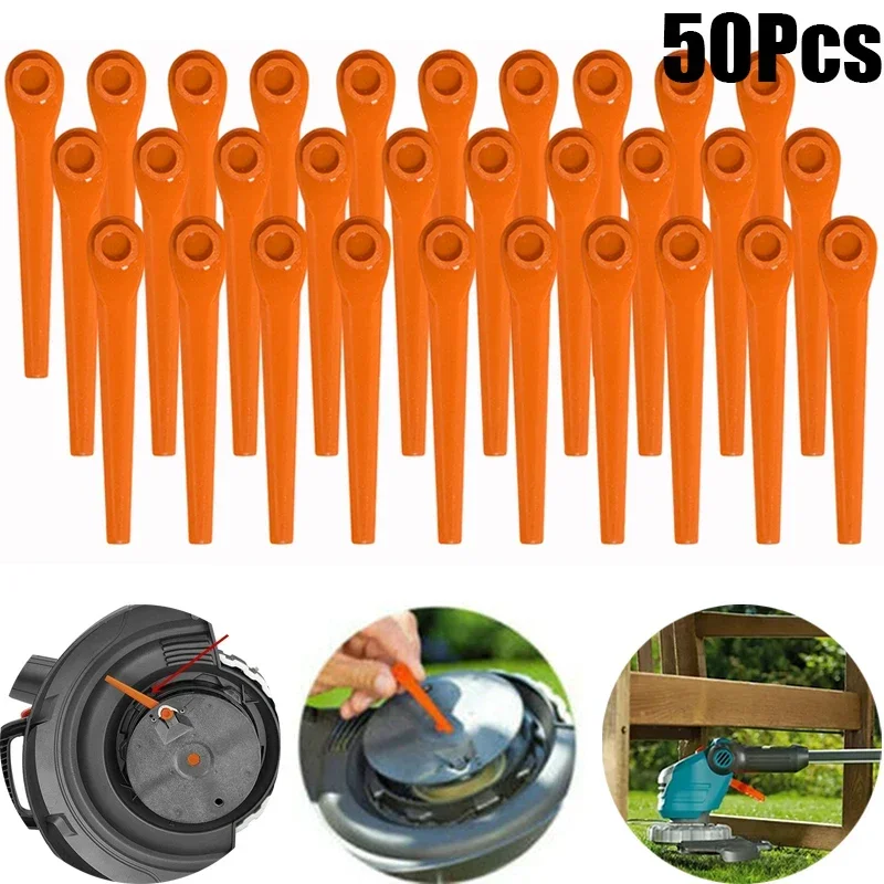 50Pcs Universal Garden Grass Trimmer Replacement Plastic Blades for Gardena Grass Trimmer EasyCut Li-18/23R 9823 9825 9820 9821