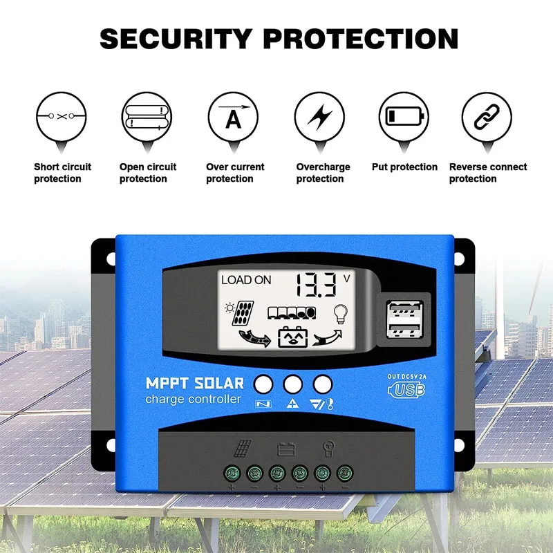 MPPT Solar Charge Controller 100A 12v/24v Current Auto Focus Charging LCD Display Car Battery Board Charger Regulator with Load - view 4