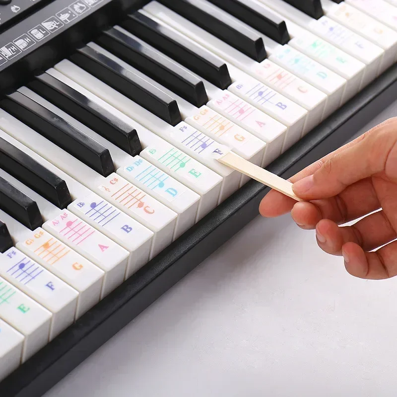 Stiker Keyboard Piano untuk 37/49/54/61/88/76 warna-warni musik elektronik stiker catatan kunci nada Piano Stave catatan stiker tag simbol