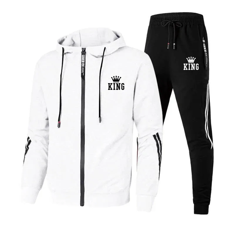 Men's Color Matching High-Quality Hooded TrackSuit Outdoor Casual Fashion 2-Piece Set