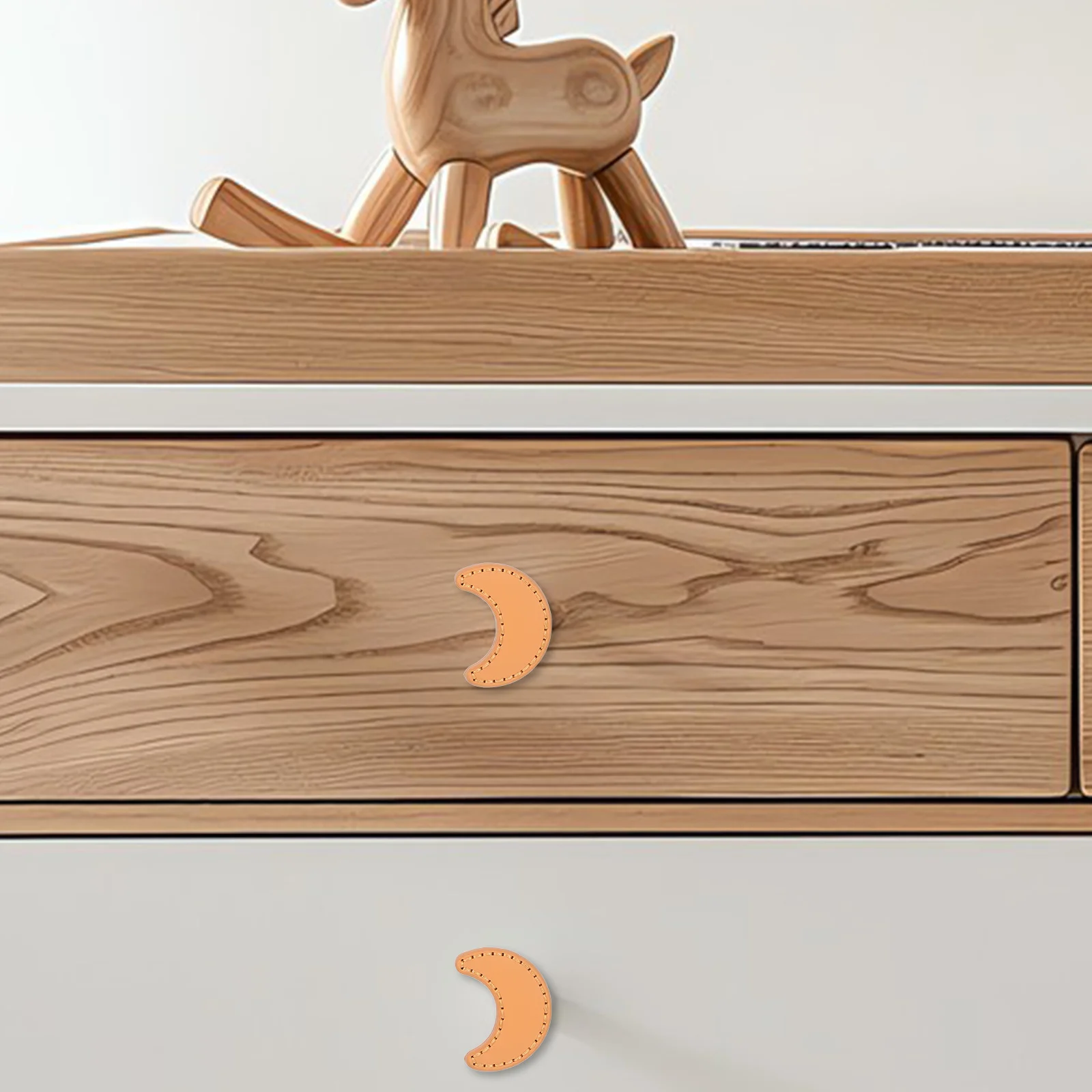 

2Pcs Furniture Door Pulls Moon Shape Brass PU Handles Comfortable Grip Wardrobe Drawer Hardware Cabinet Pulls Moon Shape Handles