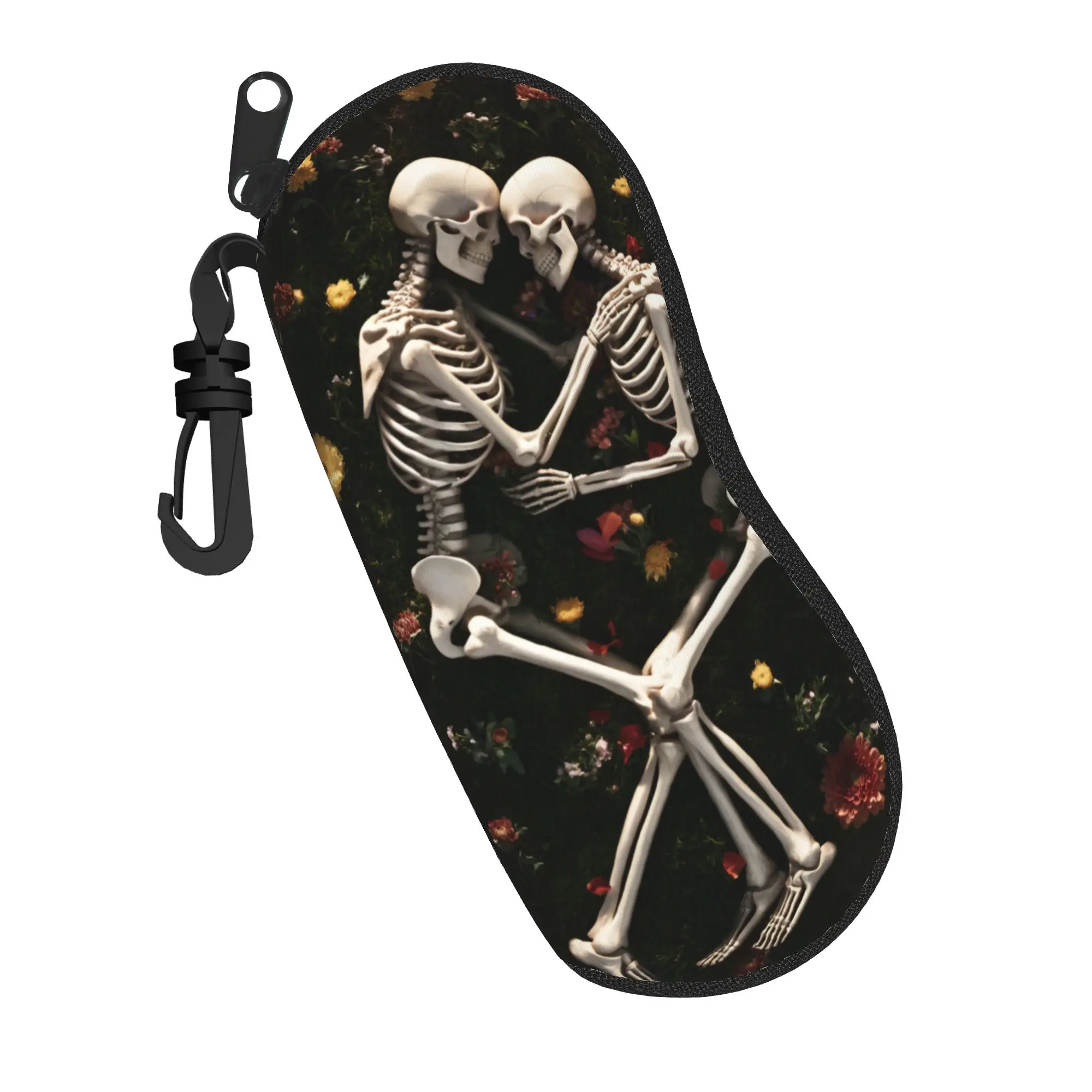 Skeleton Love Gothic Floral Skull Kiss Glasses Case Men Women Student Box  Eyewear Storage Box Gift Sunglasses Box