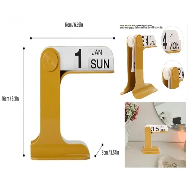 

Flip Perpetual Calendar Desk Calendar Desktop Ornament Home and Office Decoration Perpetual Calendar for Every Month Week Day