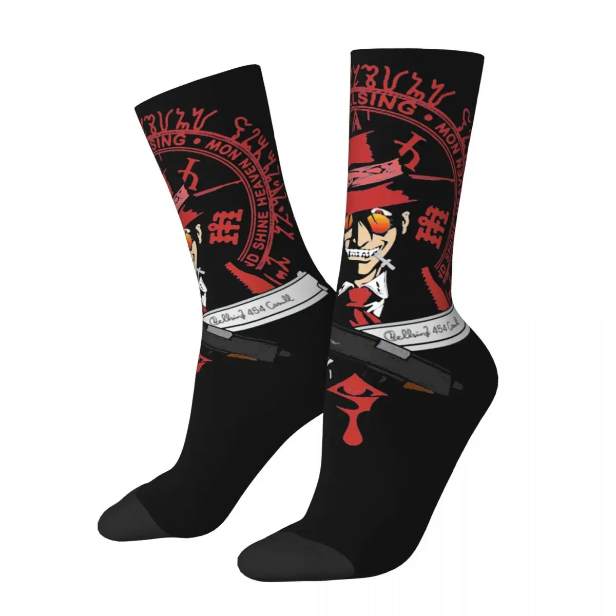 Retro Klok Heren Compressie Sokken Unisex Hellsing Seras Victoria Anime Harajuku Naadloze Gedrukte Nieuwigheid Crew Sok