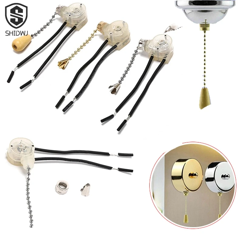 

Universal Ceiling Fan Lamp Pull Switch DIY Wall Light Replacement Pull Chain Cord Controller Switchs Home Lighting Accessories