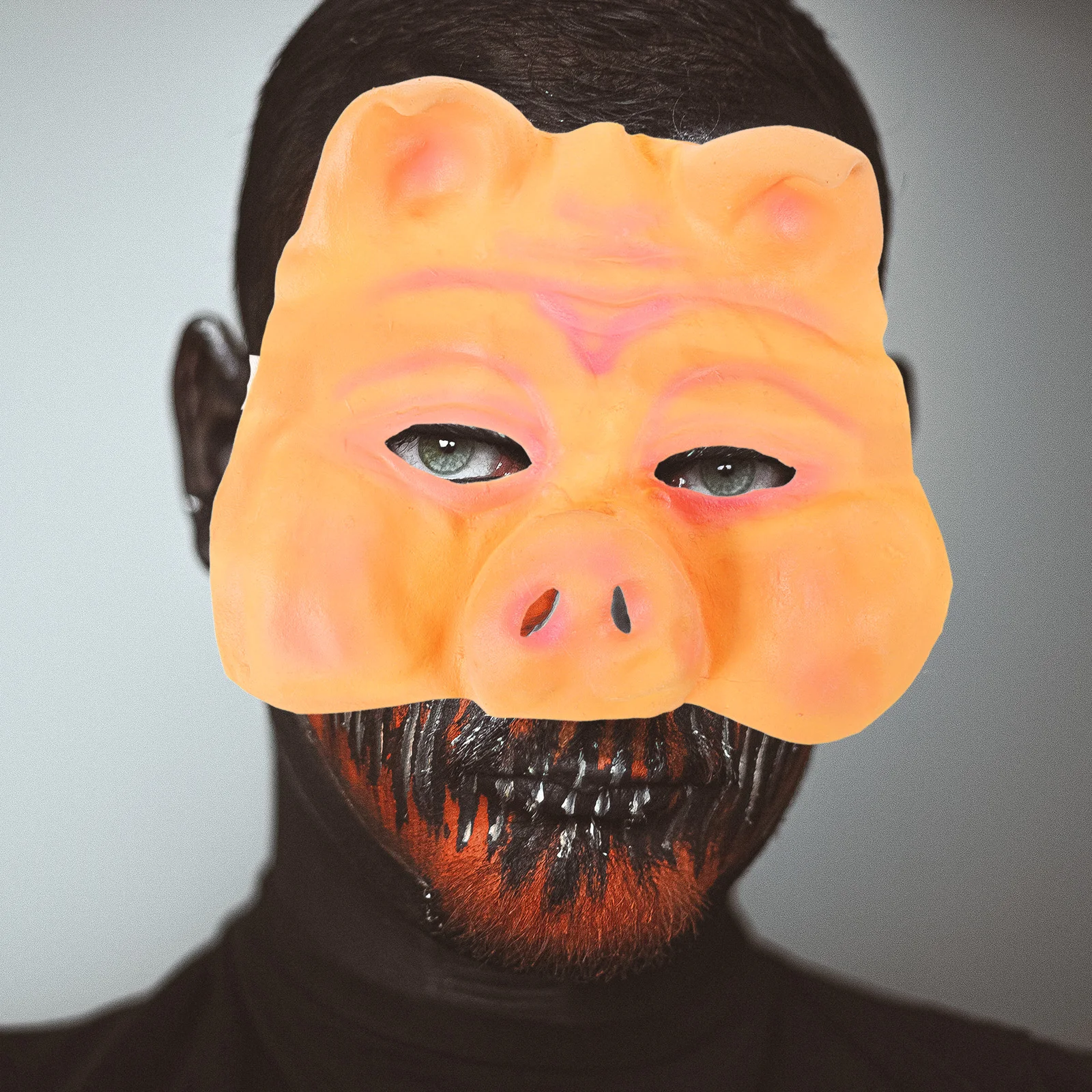 

Pig Head Halloween Prop Masquerade Realistic Design Flexible Latex Material Comfortable Reusable Costume Party Supplies